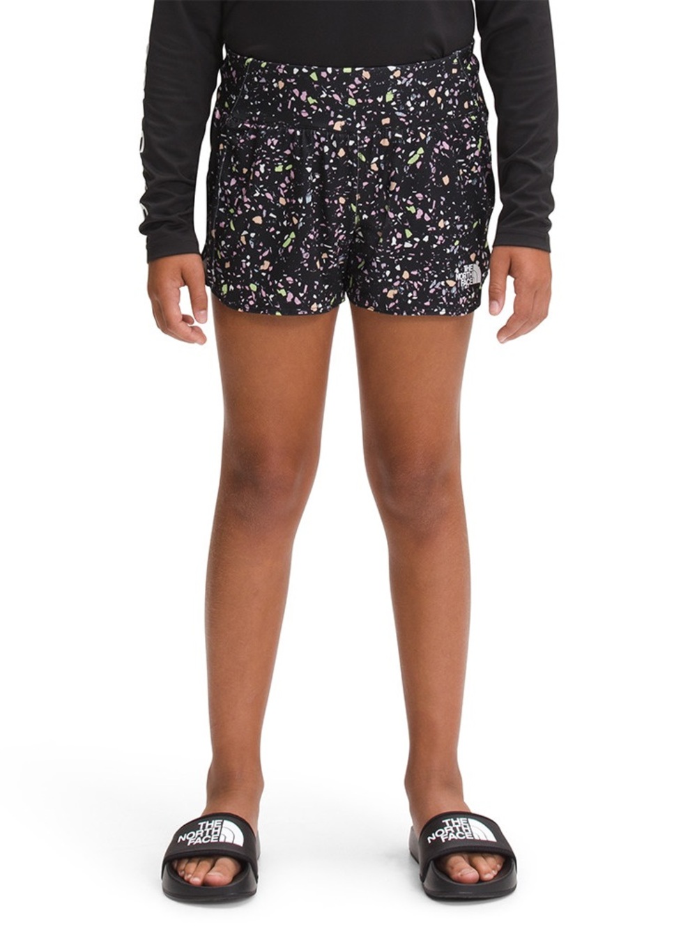 The North Face Girls' Black Confetti Print Active Shorts 10/12. B-6
